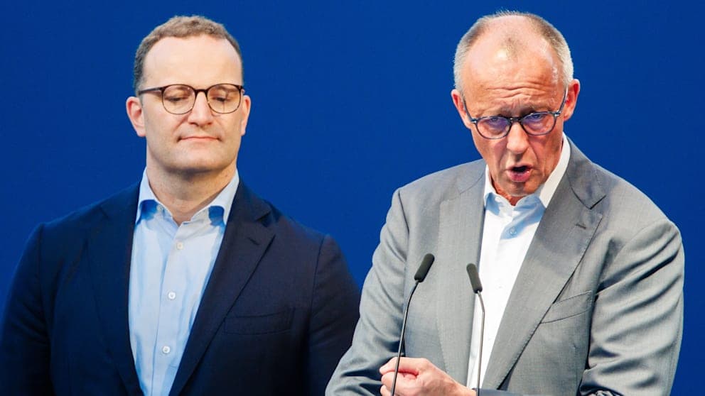 CDU-Fraktionschef Jens Spahn (46) und Bundeskanzler Friedrich Merz (70).