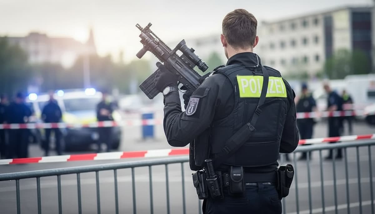 Nach Schüssen auf einen Club und einen Friseur in Berlin-Hellersdorf sperrt die Polizei den Tatort ab. Zeugen zufolge hatte der unbekannte Täter seine Waffe nicht im Griff.